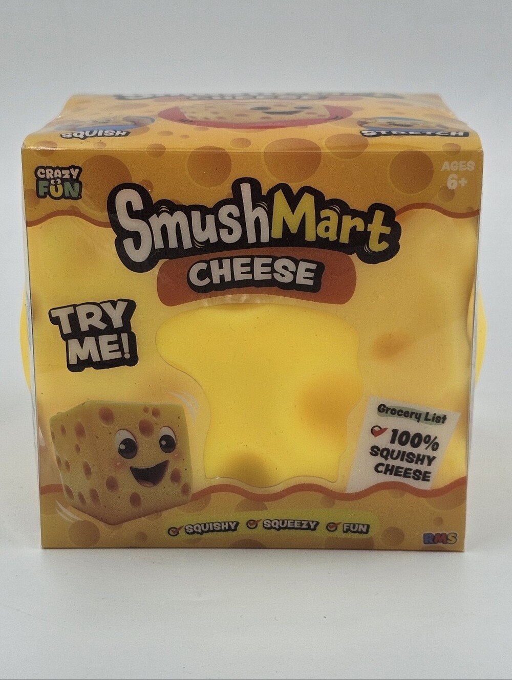 Smush Mart Cheese 🧀 JUMBO VIRAL TikTok SQUISHY 6” RMS USA Crazy Fun Authentic